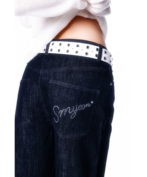 Smyeon（スミョン）の「Logo rhinestone denim/ロゴラインストーン 