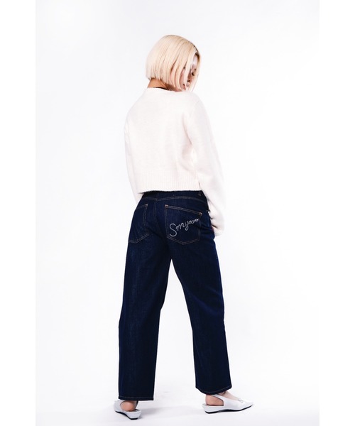 Smyeon（スミョン）の「Logo rhinestone denim/ロゴラインストーン 