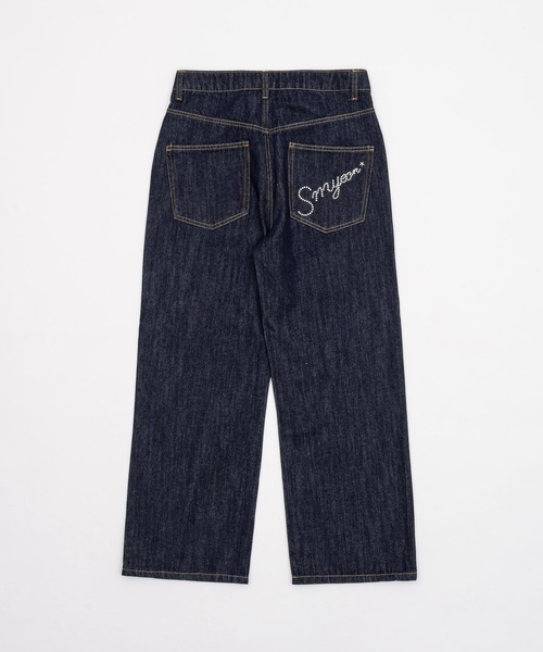 Logo rhinestone denim/ロゴラインストーンデニム（デニムパンツ