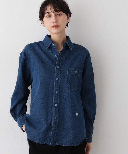 Dessin（デッサン）の「【ユニセックス/洗える】10OZコットンデニムシャツ（シャツ/ブラウス・レディース・ネイビー/ブルー・01/02/03/04/05）」の2枚目の写真