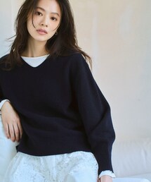 INDIVI | 【洗える／カシミヤ混】ミドルゲージVネックニット(ニット/セーター)