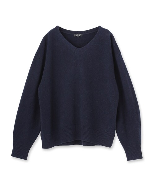 洗える／カシミヤ混】ミドルゲージVネックニット（ニット/セーター