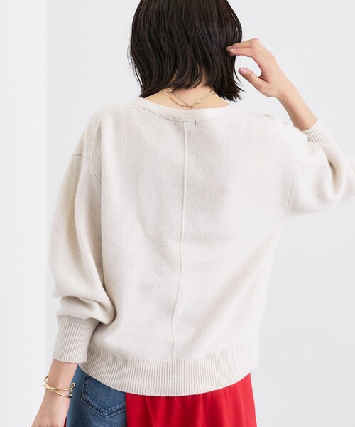 セール】【洗える／カシミヤ混】ミドルゲージVネックニット（ニット