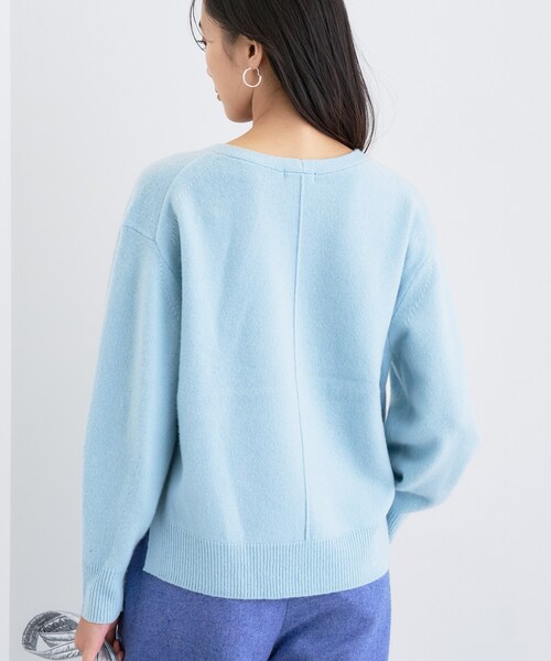 洗える／カシミヤ混】ミドルゲージVネックニット（ニット/セーター