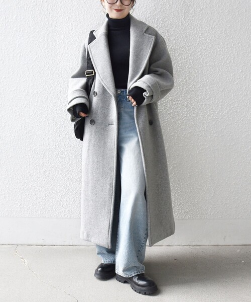 WEB限定】SHIPS any: PURE WOOL ロング テーラード コート（チェスター