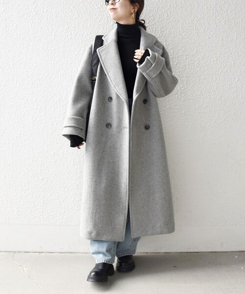 極美品✨シップスエニィ 23AW Aライン ウール ダブルテーラードコート 36 WEB限定】SHIPS any: PURE WOOL ロング テーラード コート（チェスター