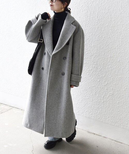 WEB限定】SHIPS any: PURE WOOL ロング テーラード コート（チェスター