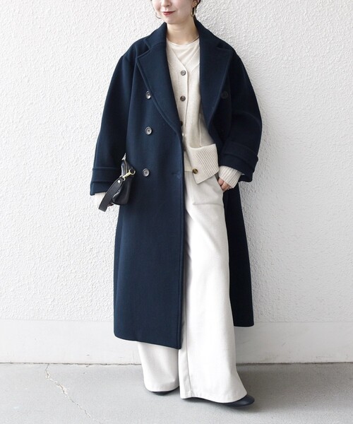 極美品✨シップスエニィ 23AW Aライン ウール ダブルテーラードコート 36 WEB限定】SHIPS any: PURE WOOL ロング テーラード コート（チェスター