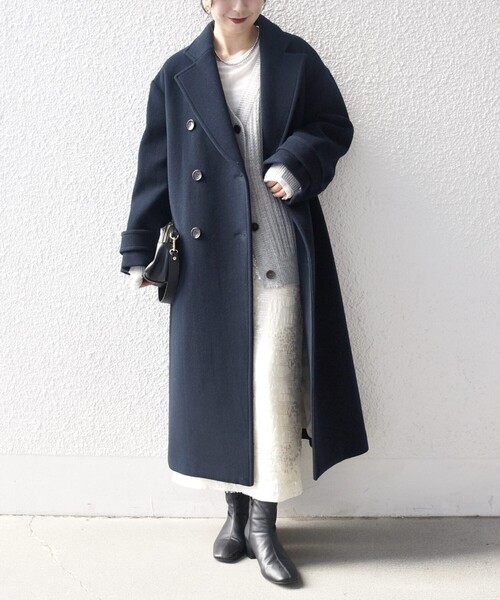 WEB限定】SHIPS any: PURE WOOL ロング テーラード コート（チェスター