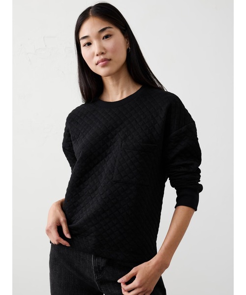BANANA REPUBLIC FACTORY STORE(バナナリパブリック ファクトリーストア)の「BANANA REPUBLIC FACTORY STORE キルティング スウェットシャツ(スウェット・レディース・ブラック/ナチュラル・XS/S/M/L)」の2枚目の写真