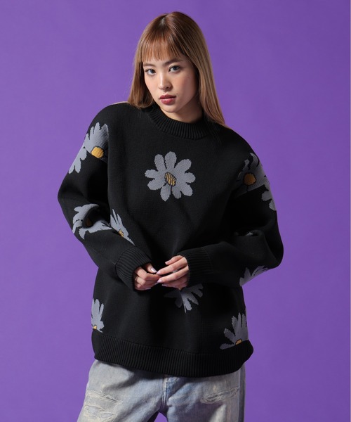 DANKE SCHON(ダンケシェーン)の「【WEB&DEPOT限定】DankeSchon/ダンケシェーン/AIRY FLOWER KNIT(ニット/セーター・レディース・ホワイト系2/ブラック・XL/L/M)」の2枚目の写真