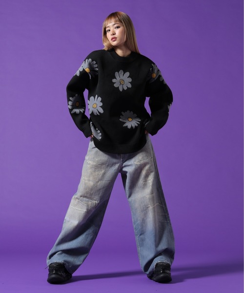 DANKE SCHON(ダンケシェーン)の「【WEB&DEPOT限定】DankeSchon/ダンケシェーン/AIRY FLOWER KNIT(ニット/セーター・レディース・ホワイト系2/ブラック・XL/L/M)」の20枚目の写真