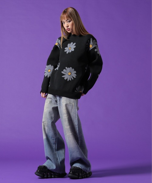DANKE SCHON(ダンケシェーン)の「【WEB&DEPOT限定】DankeSchon/ダンケシェーン/AIRY FLOWER KNIT(ニット/セーター・レディース・ホワイト系2/ブラック・XL/L/M)」の22枚目の写真