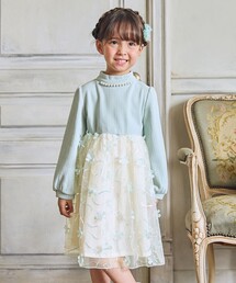 セール】【ジュニア対応】花びらチュールバックリボンワンピース