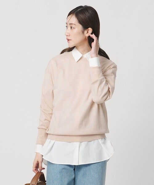 UNITED ARROWS（ユナイテッドアローズ）の「18G ウール クルーネック ニット ‐ウォッシャブル‐（ニット/セーター・レディース・ブラック/ダークブラウン/ネイビー/ベージュ・FREE）」の20枚目の写真