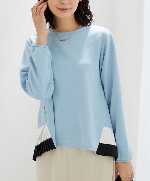 BELLUNA PLUS(ベルーナ)の「裾配色プリーツデザインプルオーバー(Tシャツ/カットソー・レディース・ブルー/ベージュ・LARGE/X-LARGE/MEDIUM)」の7枚目の写真