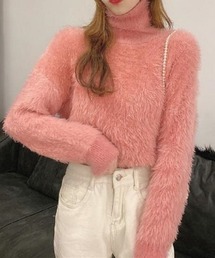 ハイネックシャギーニット