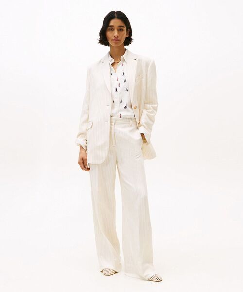 TOMMY HILFIGER(トミーヒルフィガー)の「ビスコースリネンワイドレッグパンツ(チノパンツ・レディース・ホワイト系その他・32inch)」の2枚目の写真