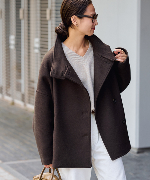 FRAMeWORK（フレームワーク）の「メルトンコクーンコート（その他アウター・レディース・ブラック/ブラウン/キャメル・36/38）」の4枚目の写真