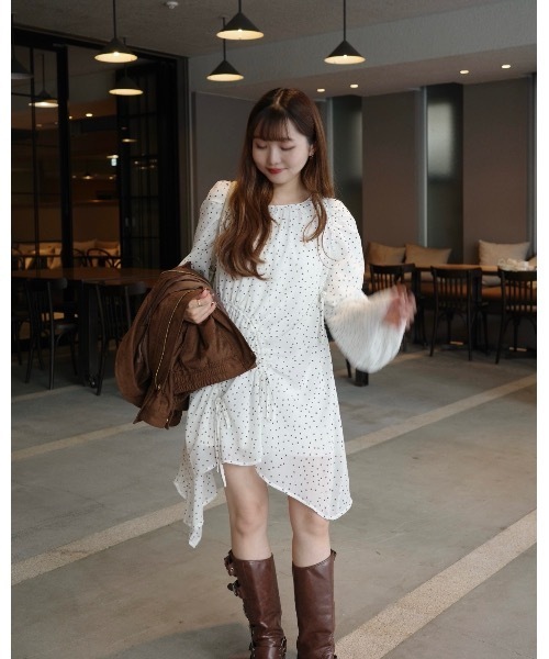 JUMELLE（ジュメロ）の「ドットチュニック（チュニック・レディース・ホワイト/ブラック・FREE）」の3枚目の写真