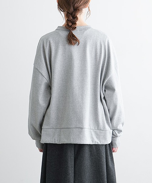 SOLAMONAT(ソラモナ)の「ペンネ天竺 モックネック裾紐プルオーバー"NEBULA"(Tシャツ/カットソー・レディース・ブラック/ライトピンク/ホワイト/杢グレー・FREE)」の18枚目の写真