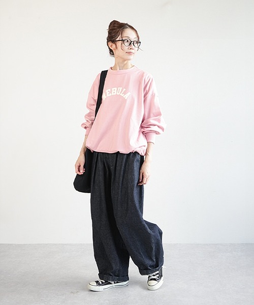 SOLAMONAT(ソラモナ)の「ペンネ天竺 モックネック裾紐プルオーバー"NEBULA"(Tシャツ/カットソー・レディース・ブラック/ライトピンク/ホワイト/杢グレー・FREE)」の14枚目の写真