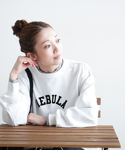 SOLAMONAT(ソラモナ)の「ペンネ天竺 モックネック裾紐プルオーバー"NEBULA"(Tシャツ/カットソー・レディース・ブラック/ライトピンク/ホワイト/杢グレー・FREE)」の7枚目の写真