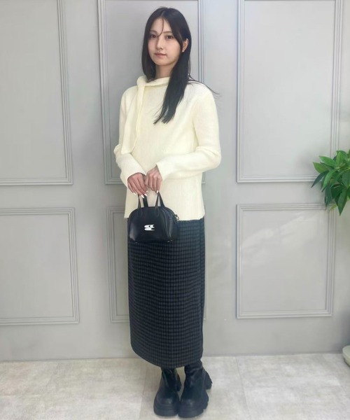 mebole(メボレ)の「タイ付き ハーフタートルネックニットセーター(ニット/セーター・レディース・ホワイト/グレー・FREE)」の19枚目の写真