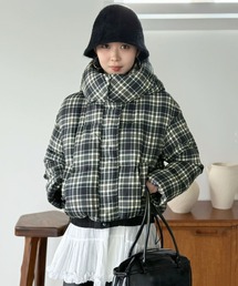 ダウンジャケット/コート（ブルー・ネイビー/青色系・チェック柄