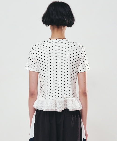NICK&NICOLE(ニックアンドニコール)の「DOTS LACE HALF TOP_IVORY(Tシャツ/カットソー・レディース・その他・FREE)」の3枚目の写真