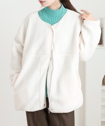 Arinomama（アリノママ）の「Arinomama パイピングボアアウター（ノーカラージャケット・レディース）」