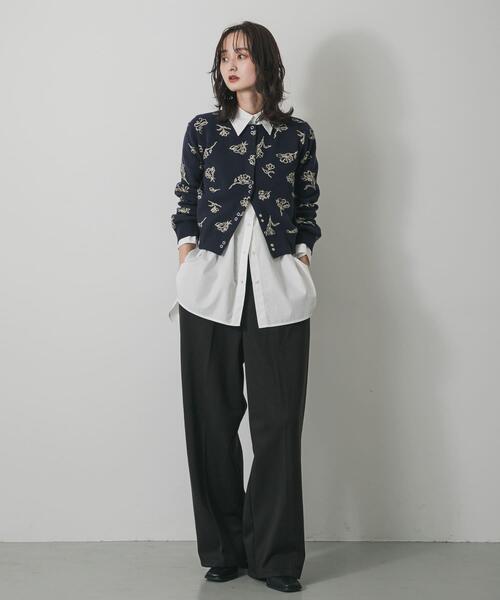 SENSE OF PLACE by URBAN RESEARCH（センスオブプレイスバイアーバンリサーチ）の「『洗濯可』ジャガードフラワーコンパクトニットカーディガン（カーディガン/ボレロ・レディース・ブラウン系その他/ホワイト系その他/ブルー系その他・ONE）」の20枚目の写真