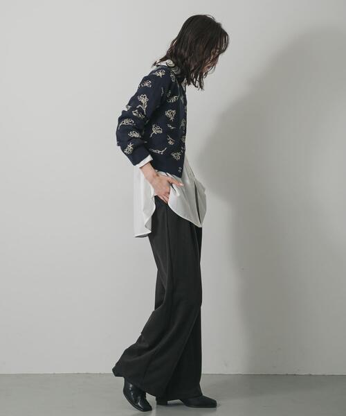 SENSE OF PLACE by URBAN RESEARCH（センスオブプレイスバイアーバンリサーチ）の「『洗濯可』ジャガードフラワーコンパクトニットカーディガン（カーディガン/ボレロ・レディース・ブラウン系その他/ホワイト系その他/ブルー系その他・ONE）」の9枚目の写真