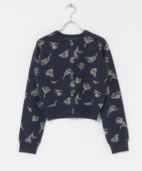 SENSE OF PLACE by URBAN RESEARCH（センスオブプレイスバイアーバンリサーチ）の「『洗濯可』ジャガードフラワーコンパクトニットカーディガン（カーディガン/ボレロ・レディース・ブラウン系その他/ホワイト系その他/ブルー系その他・ONE）」の10枚目の写真