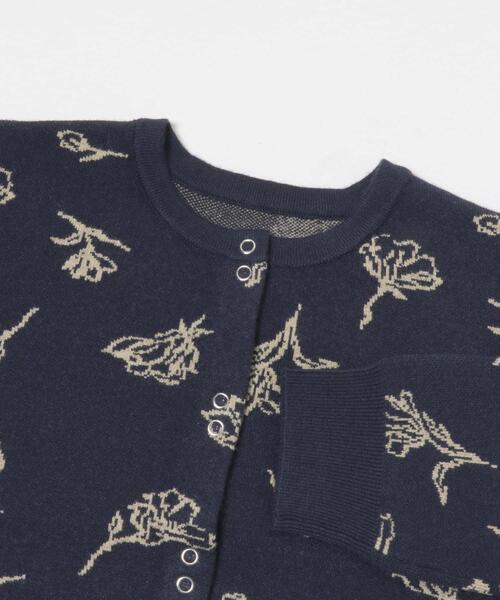 SENSE OF PLACE by URBAN RESEARCH（センスオブプレイスバイアーバンリサーチ）の「『洗濯可』ジャガードフラワーコンパクトニットカーディガン（カーディガン/ボレロ・レディース・ブラウン系その他/ホワイト系その他/ブルー系その他・ONE）」の11枚目の写真