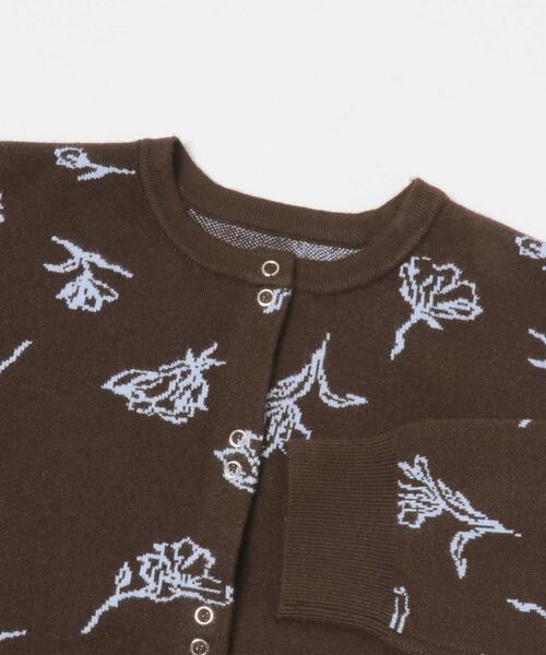 SENSE OF PLACE by URBAN RESEARCH（センスオブプレイスバイアーバンリサーチ）の「『洗濯可』ジャガードフラワーコンパクトニットカーディガン（カーディガン/ボレロ・レディース・ブラウン系その他/ホワイト系その他/ブルー系その他・ONE）」の8枚目の写真