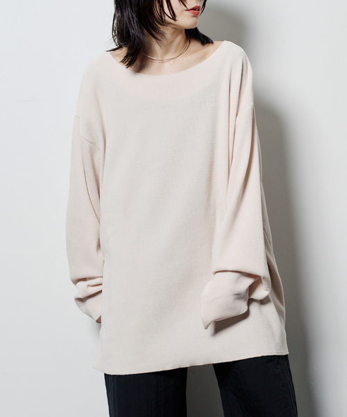 CITYSHOP（シティーショップ）の「《追加》PE WASH PULLOVER：カットソー（Tシャツ/カットソー・レディース・ブラック/チャコールグレー/ピンク/ホワイト・FREE）」の2枚目の写真