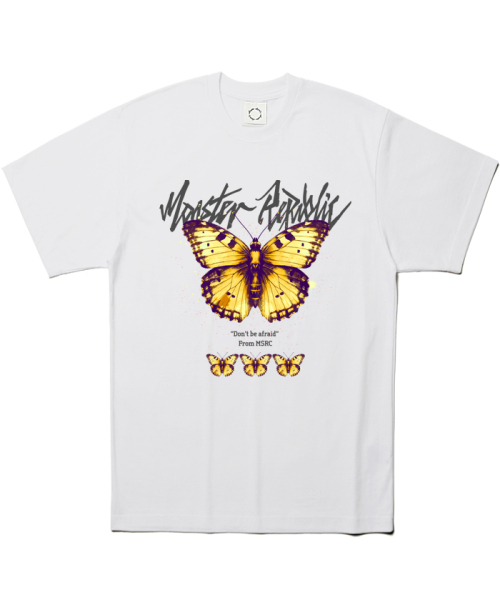 MONSTER REPUBLIC(モンスターリパブリック)の「バタフライイエローTシャツホワイト(Tシャツ/カットソー・レディース・その他・LARGE/MEDIUM/SMALL/X-LARGE)」の1枚目の写真