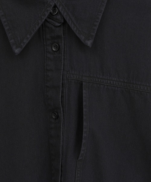 CLANE(クラネ)の「【CLANE/クラネ】COMPACT DENIM SHIRTS/コンパクトデニムシャツ(シャツ/ブラウス・レディース・ブラック/ライトブルー・1/2)」の5枚目の写真