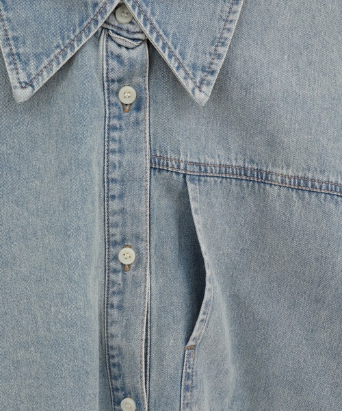 CLANE(クラネ)の「【CLANE/クラネ】COMPACT DENIM SHIRTS/コンパクトデニムシャツ(シャツ/ブラウス・レディース・ブラック/ライトブルー・1/2)」の12枚目の写真