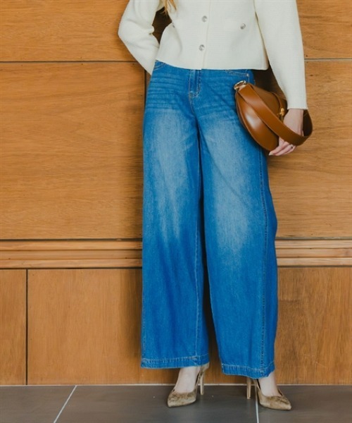 Maison INNESS（メゾンアイネス）の「【新色追加】【i Deni】6.7ozデニムバギーパンツ（はっ水）セットアップ可（デニムパンツ・レディース・ネイビー/ブルー/サックスブルー・S/M/L/LL/3L/4L/5L）」の3枚目の写真
