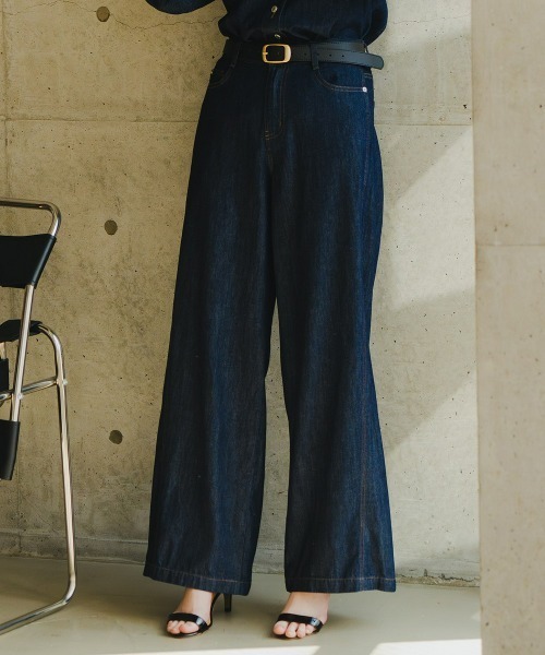 Maison INNESS（メゾンアイネス）の「【新色追加】【i Deni】6.7ozデニムバギーパンツ（はっ水）セットアップ可（デニムパンツ・レディース・ネイビー/ブルー/サックスブルー・S/M/L/LL/3L/4L/5L）」の4枚目の写真