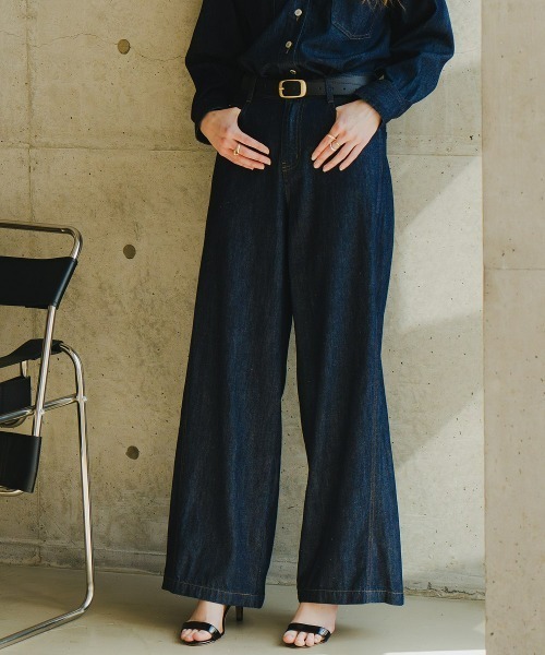 Maison INNESS（メゾンアイネス）の「【新色追加】【i Deni】6.7ozデニムバギーパンツ（はっ水）セットアップ可（デニムパンツ・レディース・ネイビー/ブルー/サックスブルー・S/M/L/LL/3L/4L/5L）」の5枚目の写真
