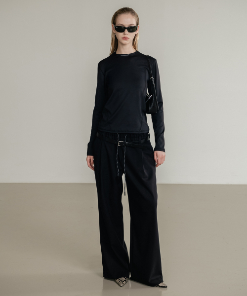 SSIN AND LEE（シンアンドリー）の「(W) ローラップバンディングスラックス ブラック（スラックス・レディース・その他・F）」の8枚目の写真