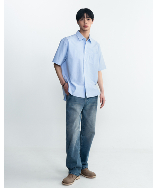 WORK ON BODY OFF（ワークオンボディオフ）の「ノマド オーバーサイズ オックスフォード 半袖シャツ [スカイブルー]（シャツ/ブラウス・レディース・スカイブルー・X-LARGE/LARGE/MEDIUM）」の6枚目の写真
