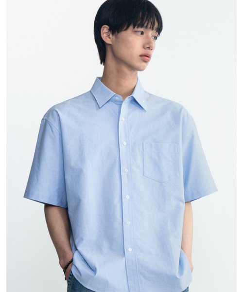 ノマド オーバーサイズ オックスフォード 半袖シャツ - スカイブルー