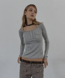 33 STRIPE V-NECK TOP / BLACK（Tシャツ/カットソー）｜SETUP-EXE