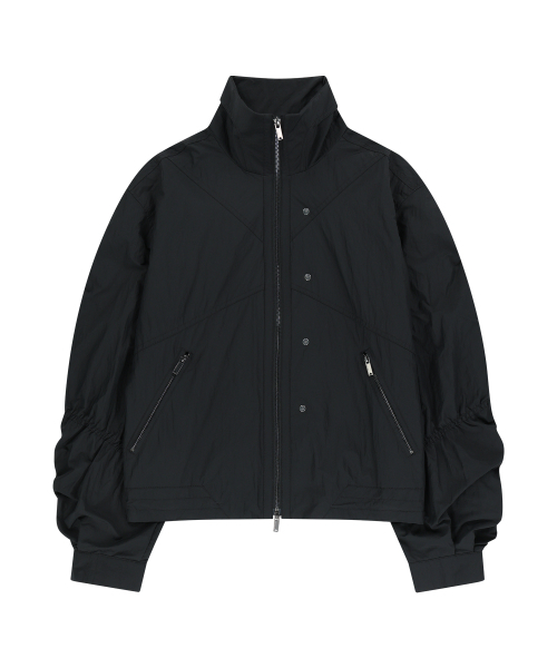 UNGIMMICK(アンジミック)の「SHIRRED NYLON WINDBREAKER JACKET (BLACK)(ナイロンジャケット・メンズ・その他・MEDIUM/LARGE)」の1枚目の写真