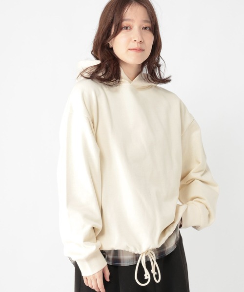 studio CLIP(スタディオクリップ)の「裏毛ドロストフーディ(パーカー・レディース・アイボリー/オフホワイト/ライトブルー・FREE)」の5枚目の写真