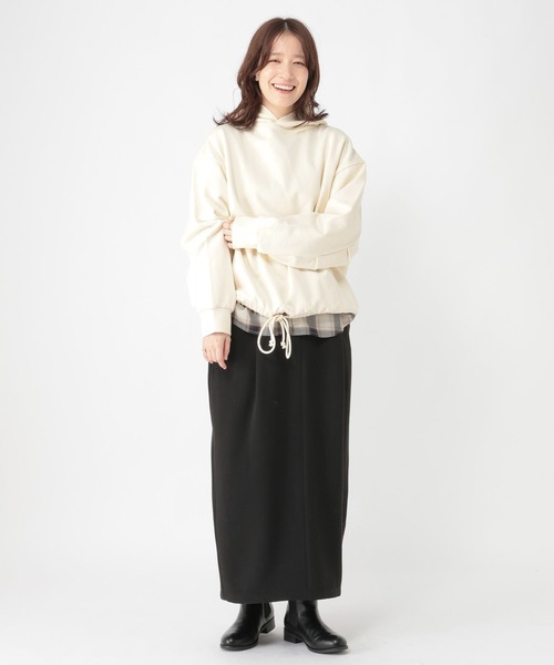 studio CLIP(スタディオクリップ)の「裏毛ドロストフーディ(パーカー・レディース・アイボリー/オフホワイト/ライトブルー・FREE)」の7枚目の写真